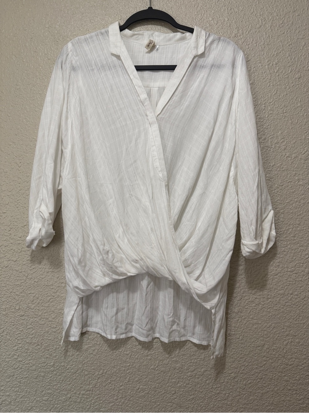 Elan White Draped Wrap-Front Tunic
